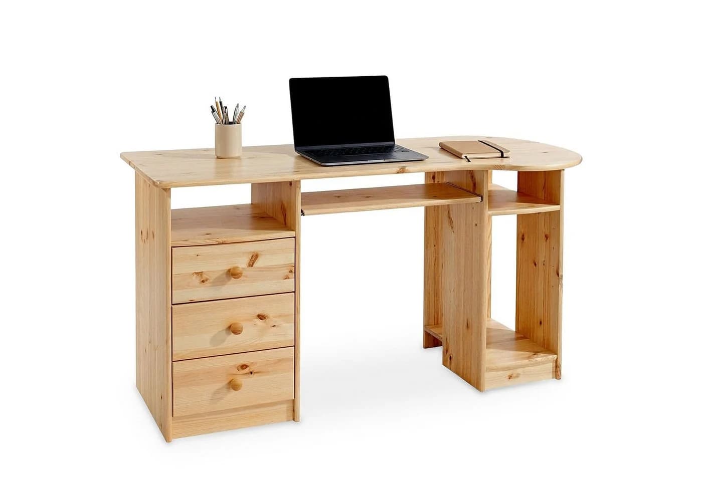 IDIMEX Schreibtisch BOB PC-Schreibtisch Kiefer massiv 3 Schubladen - Bild 4