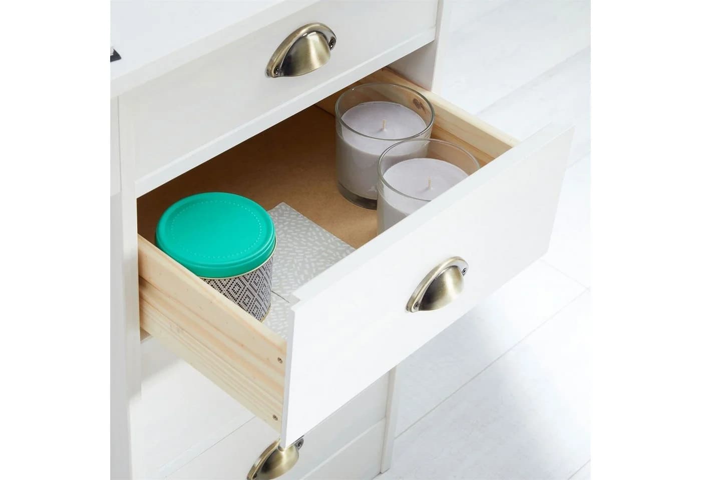 IDIMEX Schreibtisch LANA Weiß Massivholz Landhausstil 5 Schubladen - Bild 5