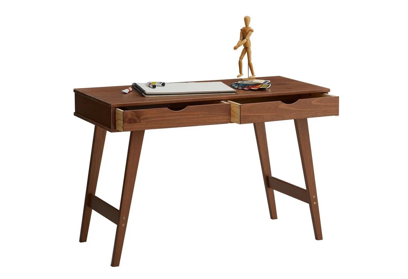 IDIMEX Schreibtisch MILO Bürotisch 2 Schubladen Massivholz Kastanie - Bild 5
