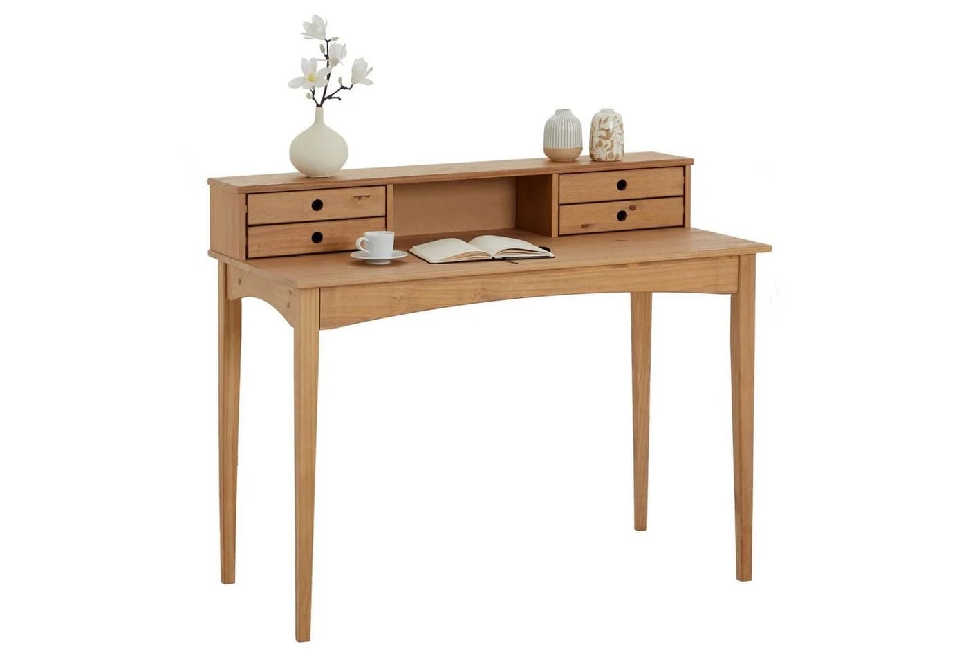 IDIMEX Schreibtisch MILANO Braun Massivholz mit 4 Schubladen