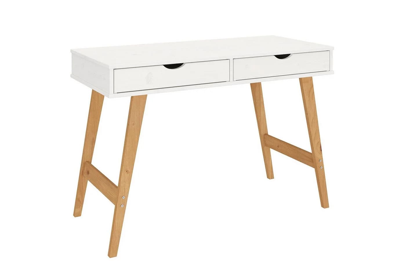 IDIMEX MILO Bürotisch Massivholz Kiefer Weiß mit 2 Schubladen - Bild 3