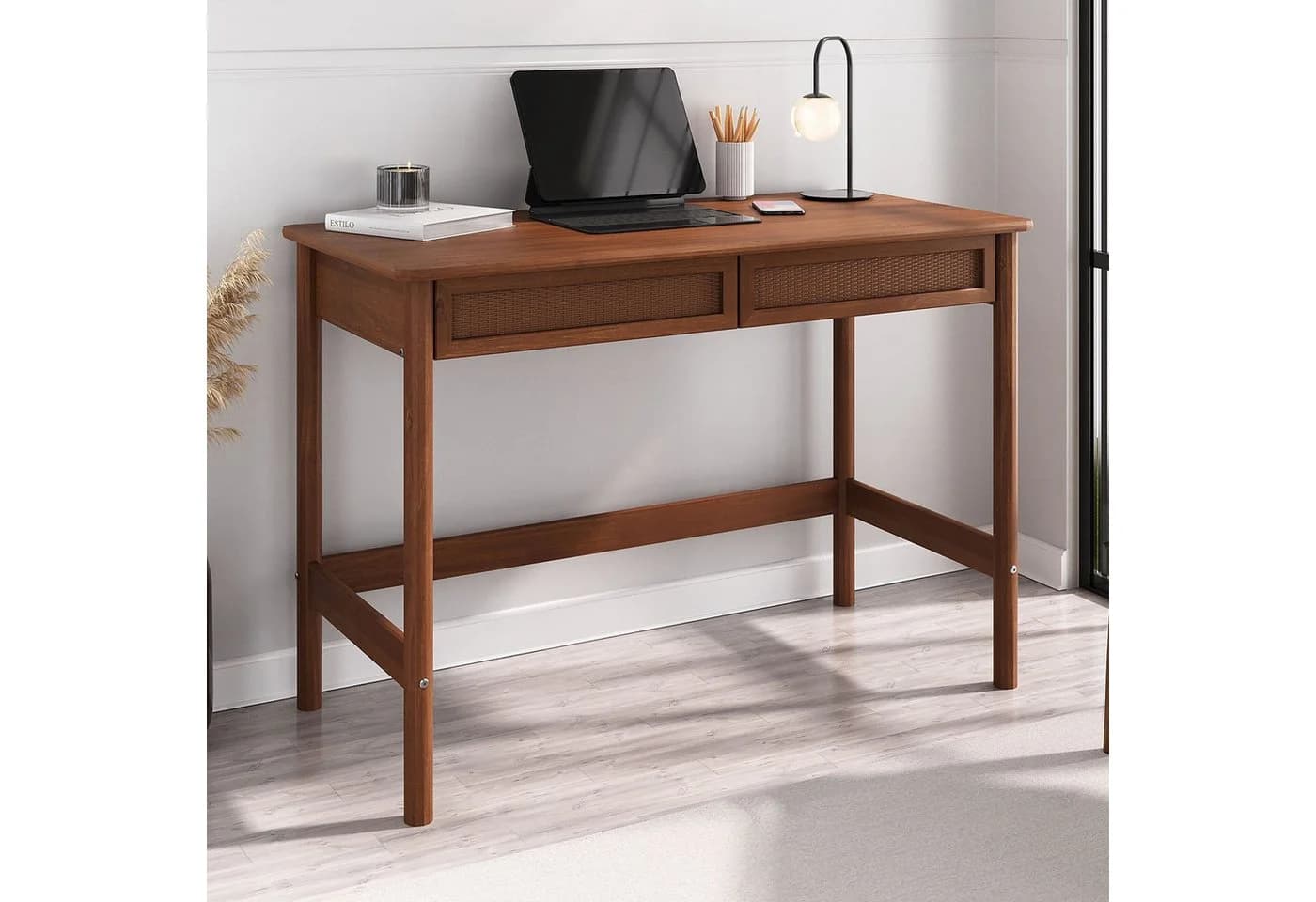 IDIMEX Schreibtisch RODRIGO 110 cm Massivholz Kastanie
