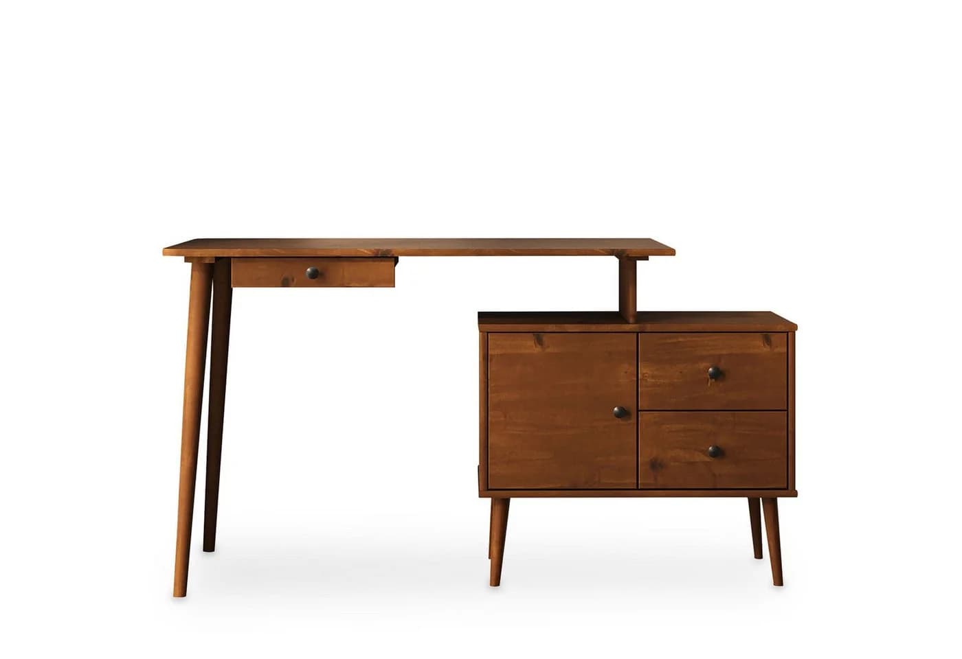 IDIMEX Schreibtisch ANGOLO Massivholz mit Stauraum Kastanie Finish - Bild 5