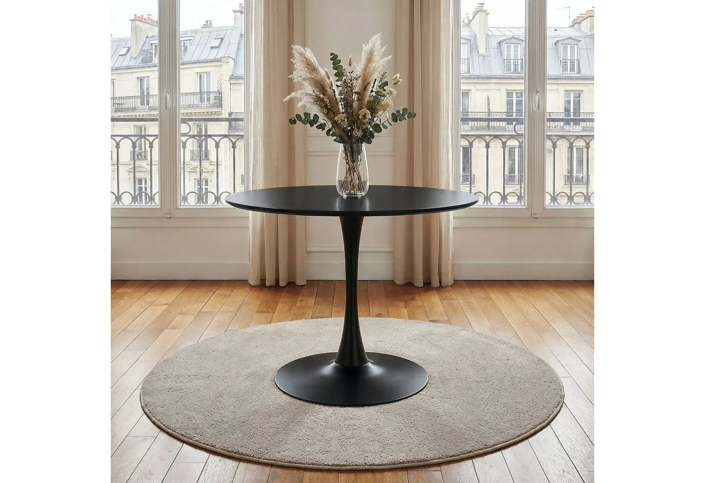 IDIMEX Esstisch LOIRE Rund 100 cm Tulpenfuß MDF Schwarz - Bild 2