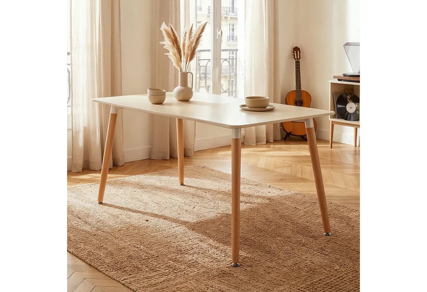 IDIMEX Esstisch SHANNON 120x70 cm Cremeweiß Buchenholzbeine - Bild 2