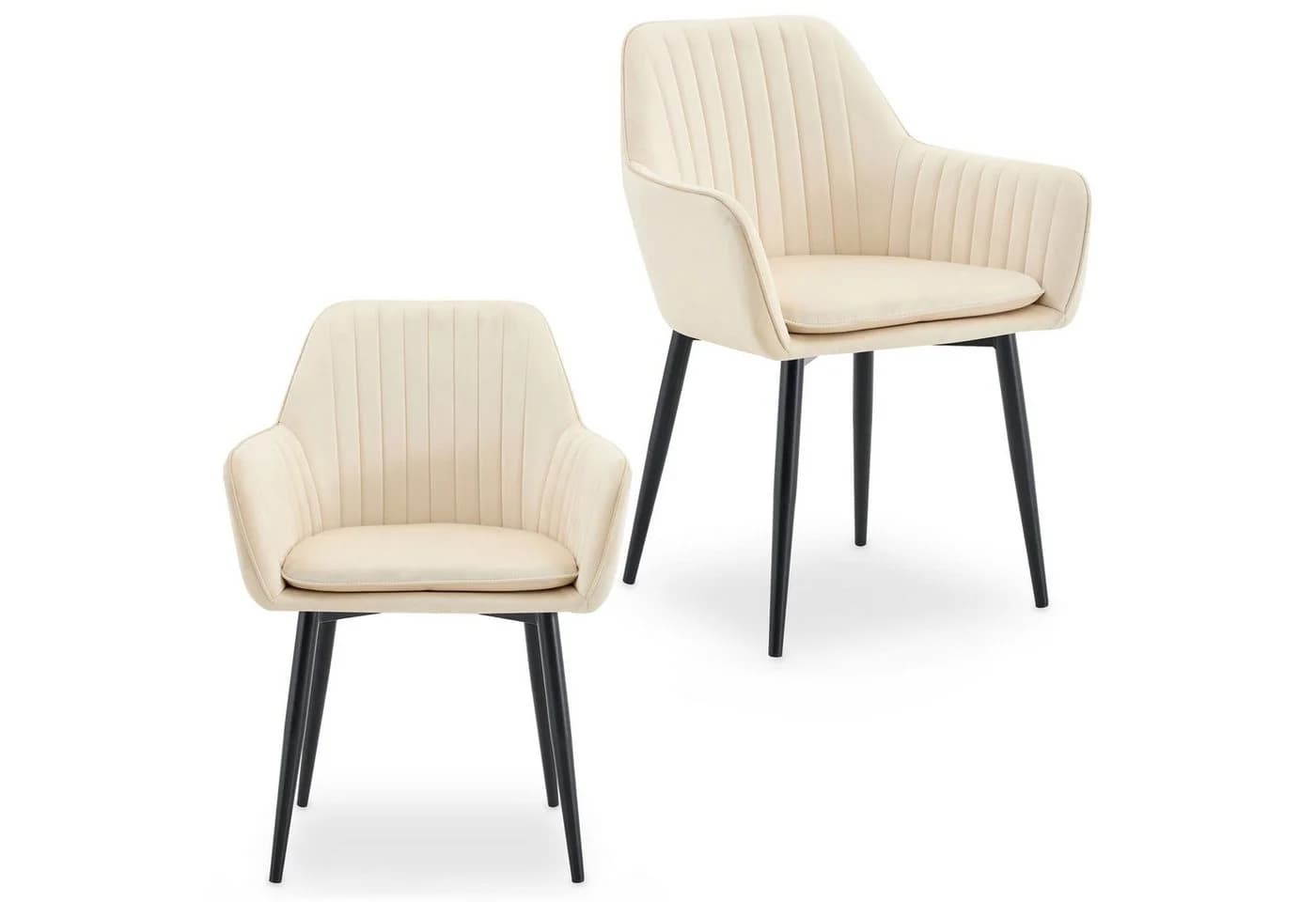 IDIMEX Esszimmerstuhl SIENNA 2er Set Beige Samt mit Armlehnen