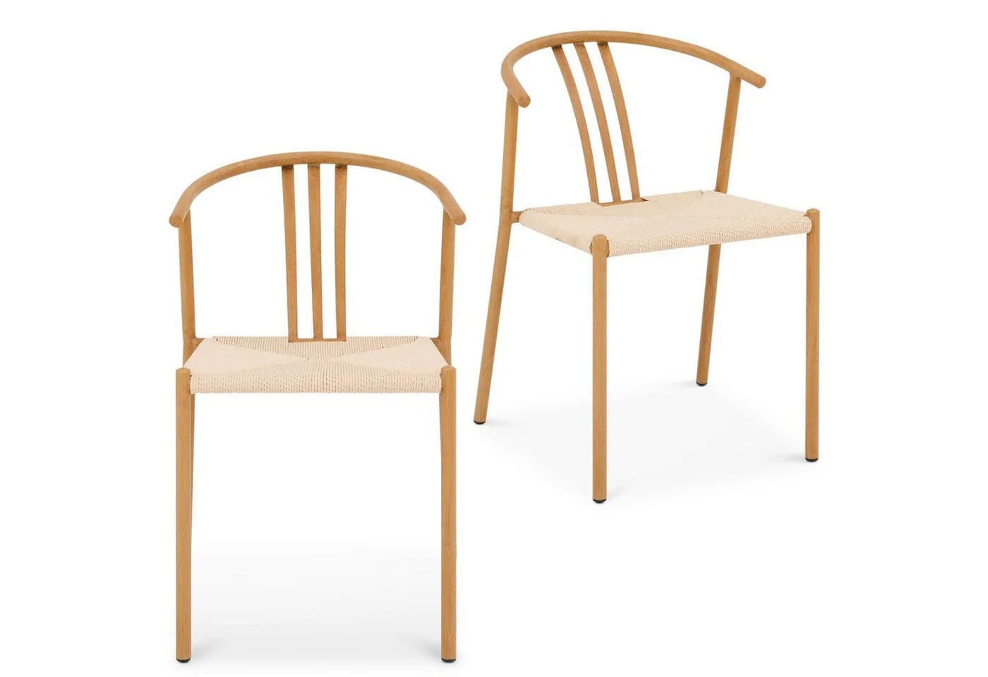 IDIMEX Esszimmerstuhl AVA 2er Set Skandi Stuhl Rattan Metallgestell Hellbraun