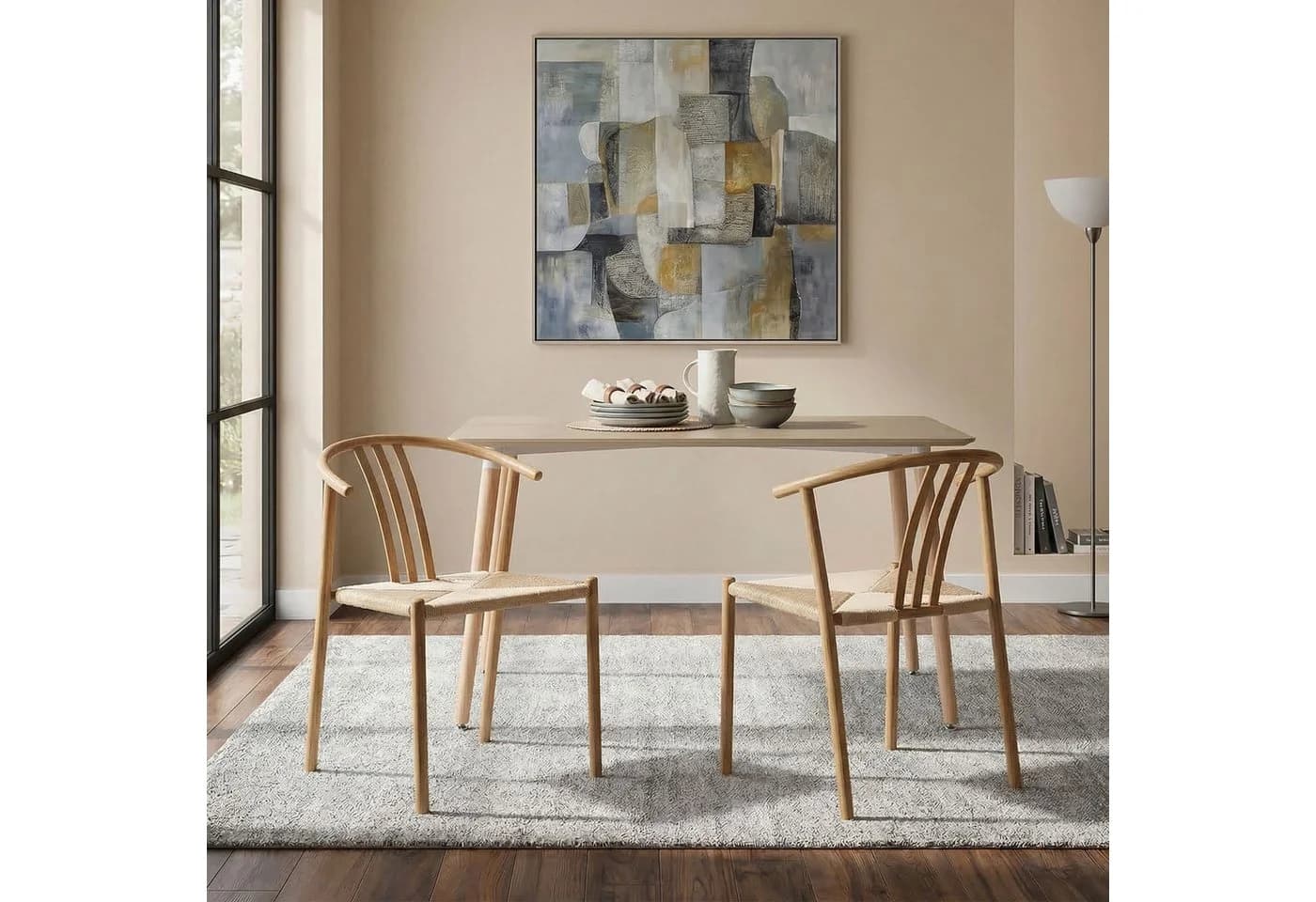 IDIMEX Esszimmerstuhl AVA 2er Set Skandi Stuhl Rattan Metallgestell Hellbraun - Bild 2