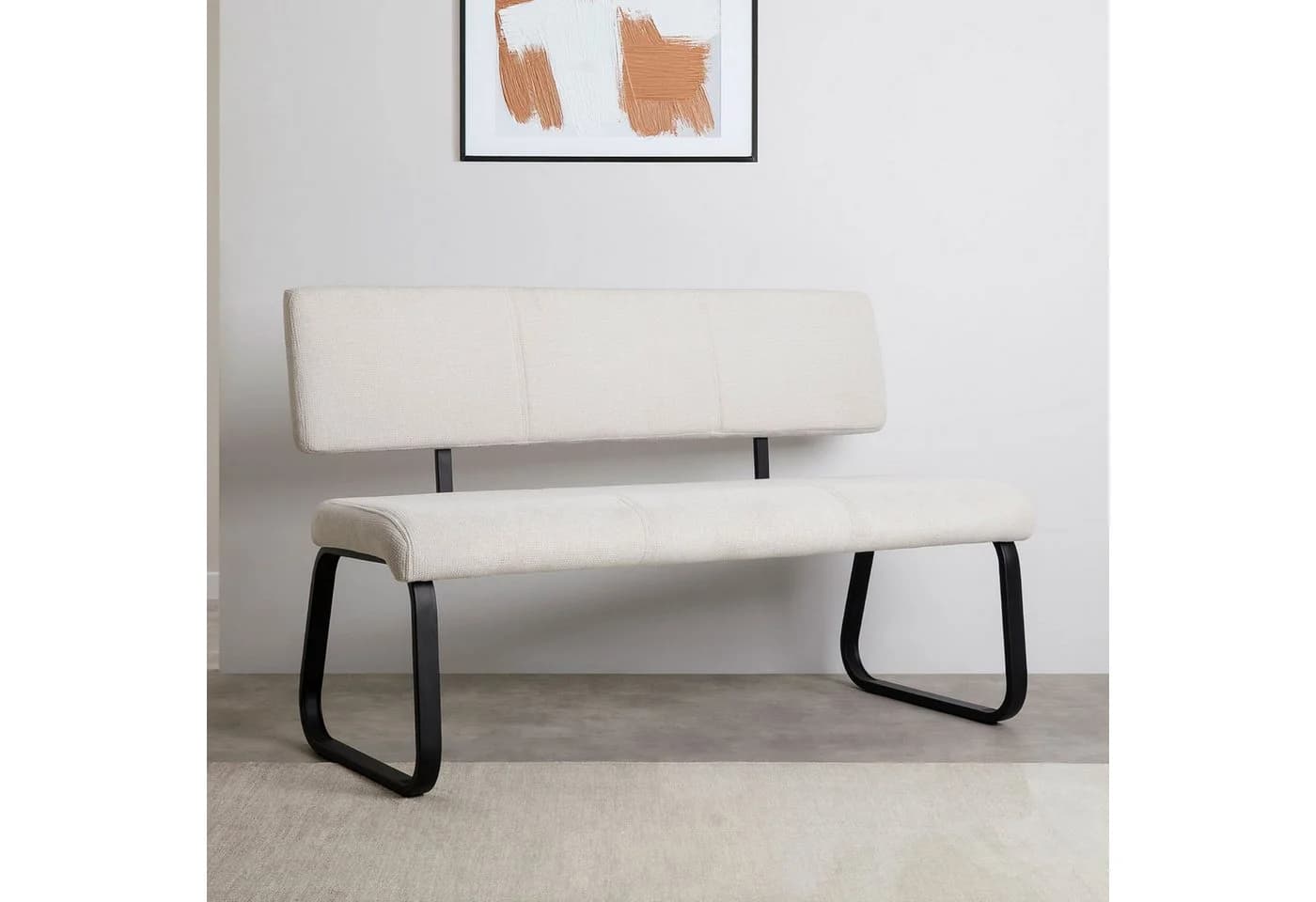 IDIMEX Essbank VILAS mit Rückenlehne, 3-Sitzer, cremeweiß