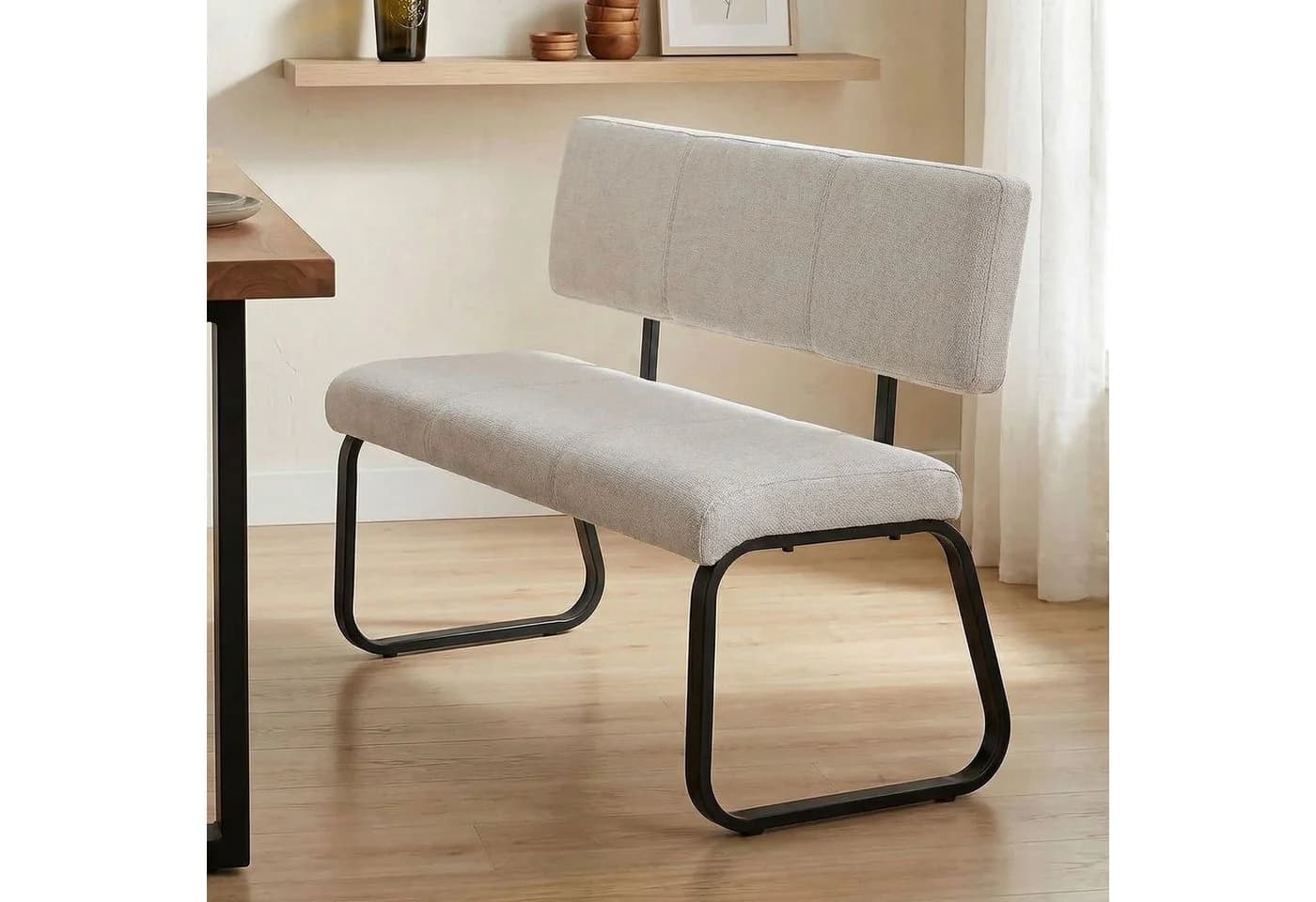IDIMEX Essbank VILAS mit Rückenlehne, 3-Sitzer, cremeweiß - Bild 2