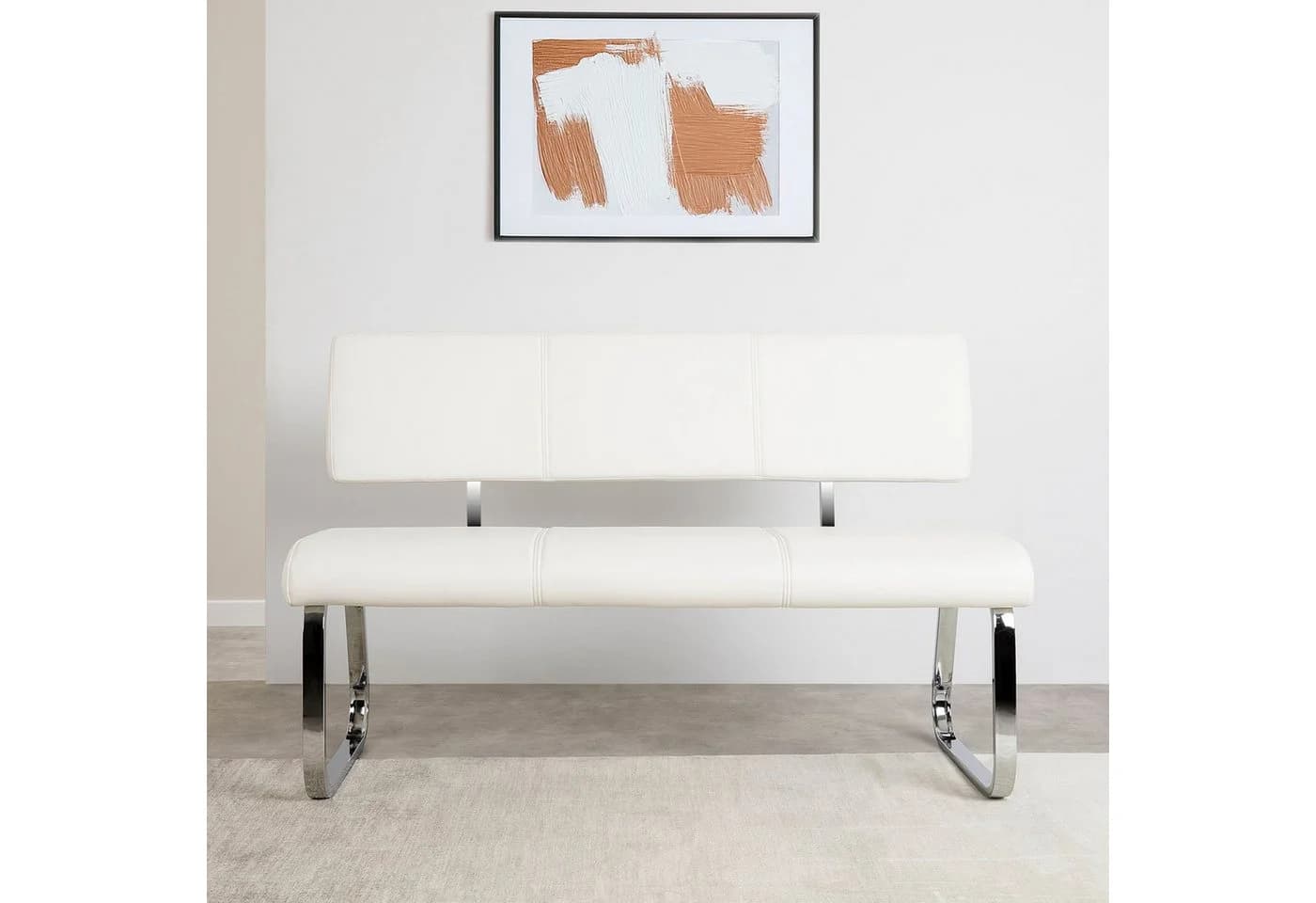 IDIMEX Essbank VILAS mit Rückenlehne, Kunstleder weiß, 3-Sitzer