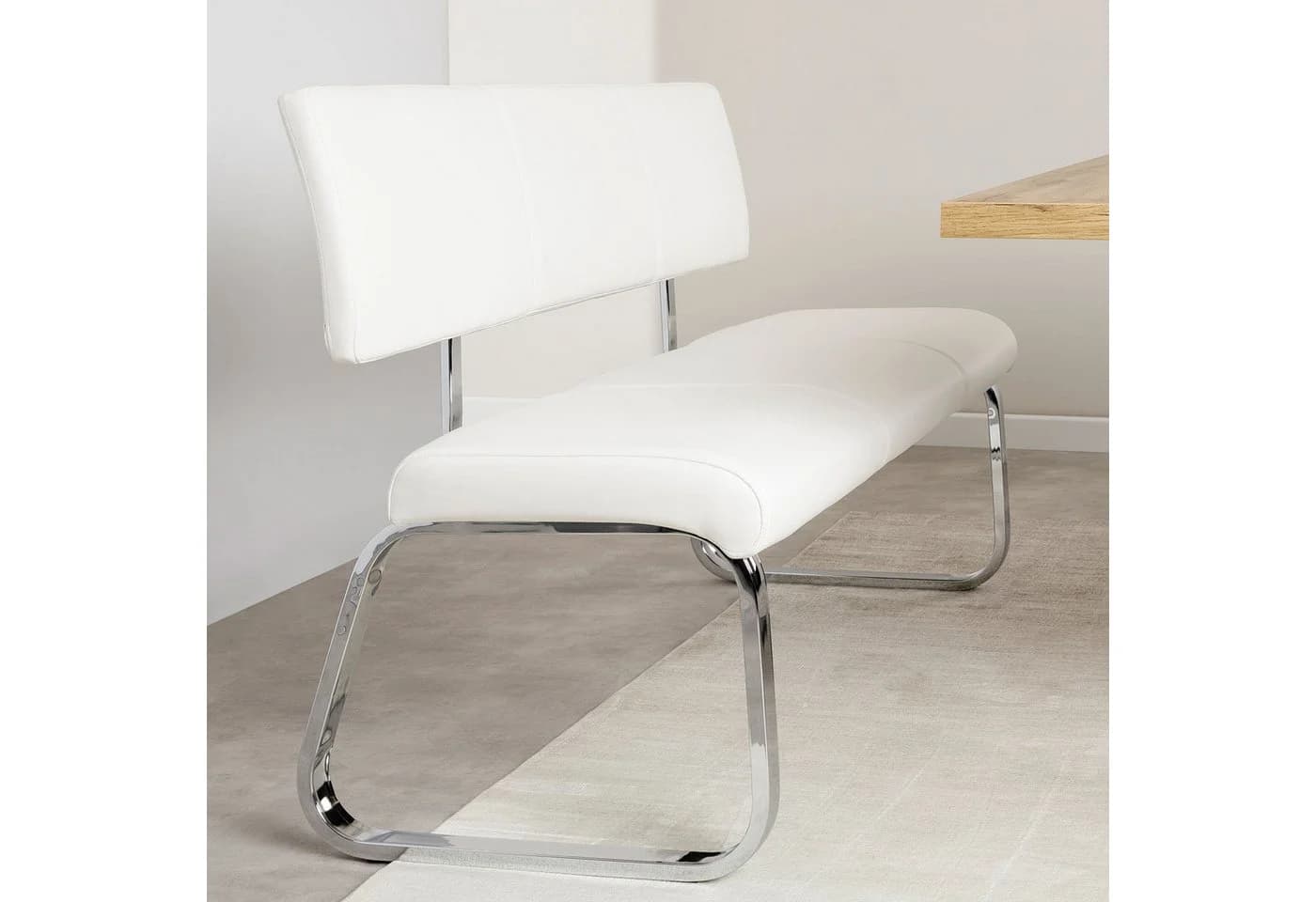 IDIMEX Essbank VILAS mit Rückenlehne, Kunstleder weiß, 3-Sitzer - Bild 3
