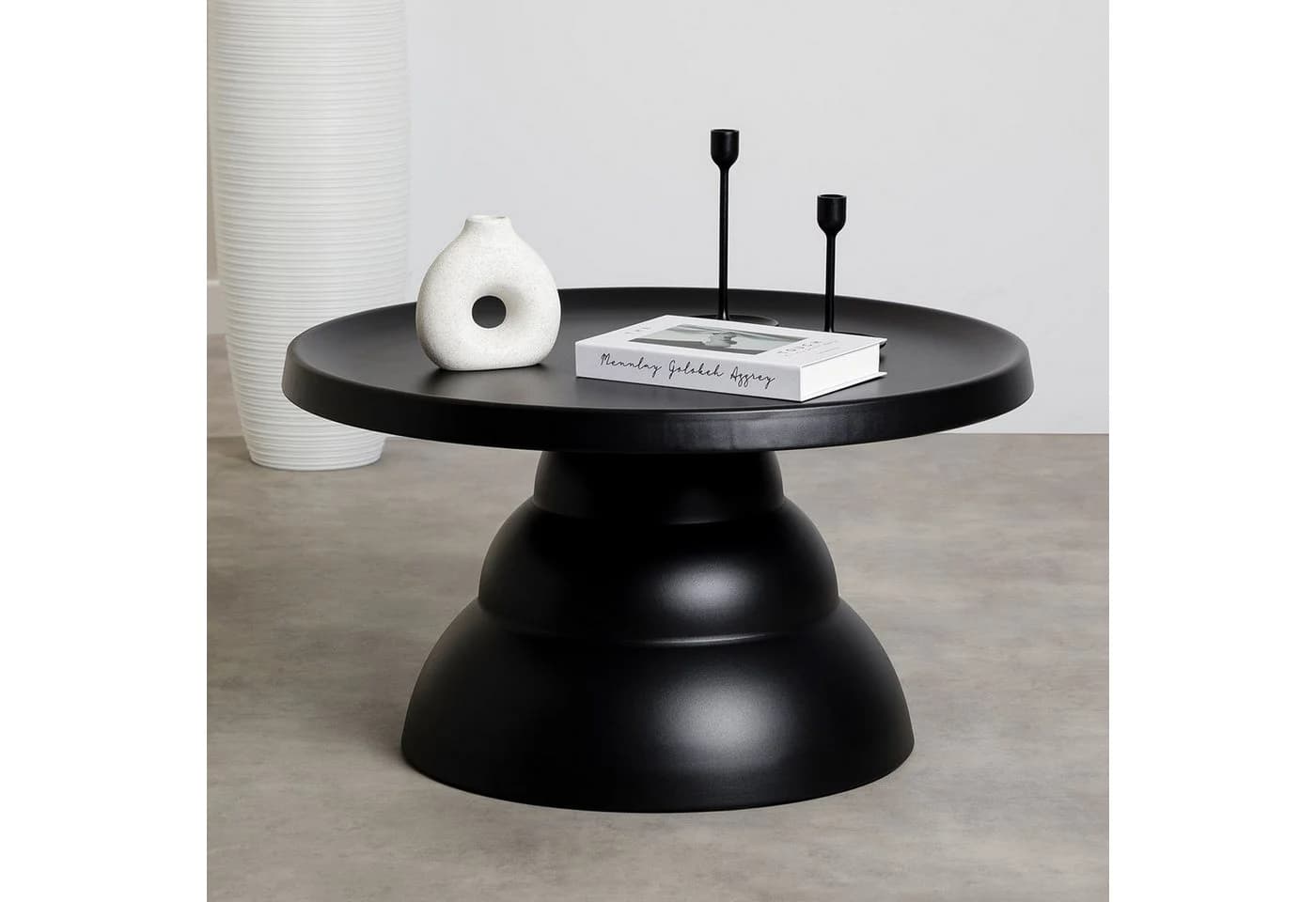IDIMEX Couchtisch LORIS Beistelltisch Rund Metall Pulverbeschichtet Modern Schwarz