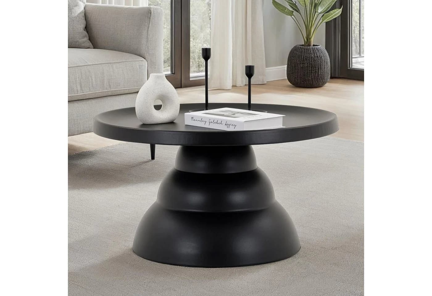 IDIMEX Couchtisch LORIS Beistelltisch Rund Metall Pulverbeschichtet Modern Schwarz - Bild 2