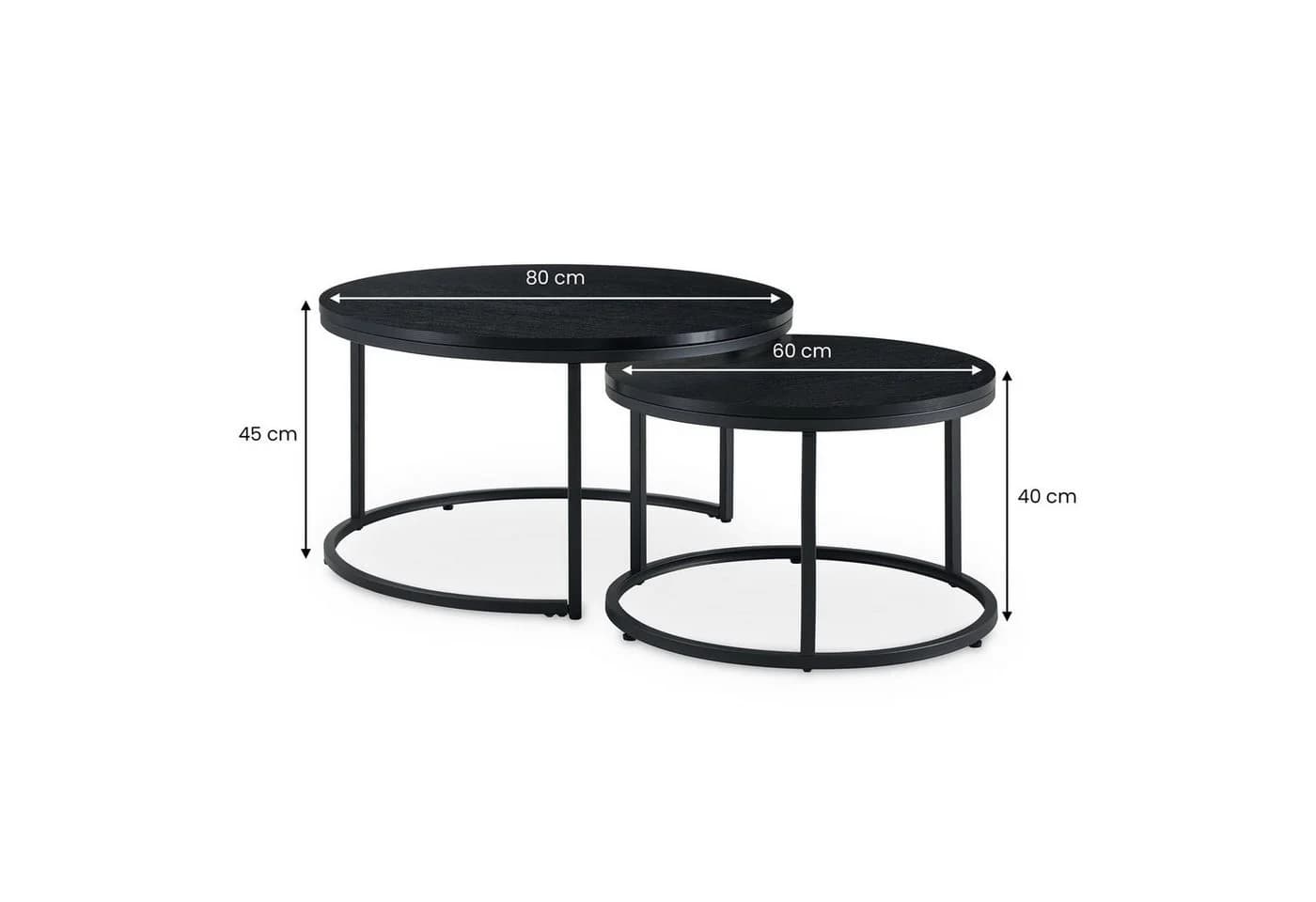 IDIMEX Couchtischset TOURS 2er Set Rund Schwarz Holz-Dekor - Bild 5