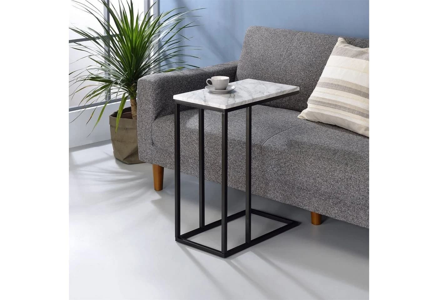 IDIMEX Beistelltisch DEBORA Retro Weiß Marmor MDF Metall