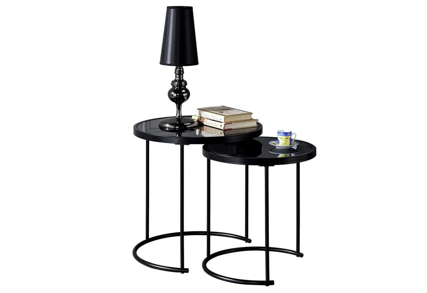 IDIMEX Couchtisch LEYRE 2er Set Schwarz Glas