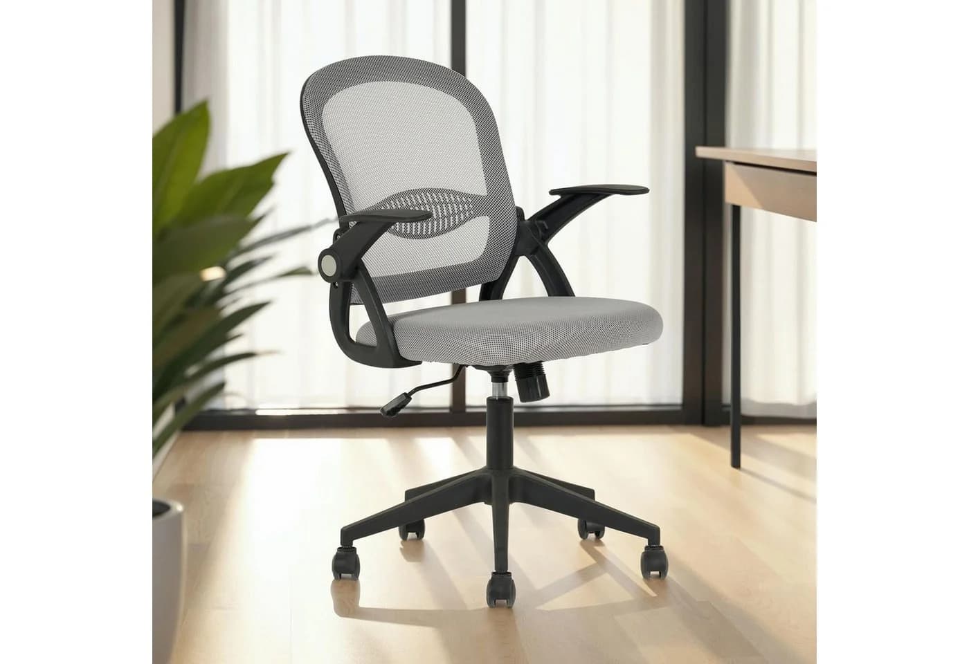 IDIMEX Drehstuhl EREN Ergonomischer Bürostuhl mit Netzrücken und Armlehnen grau - Bild 2