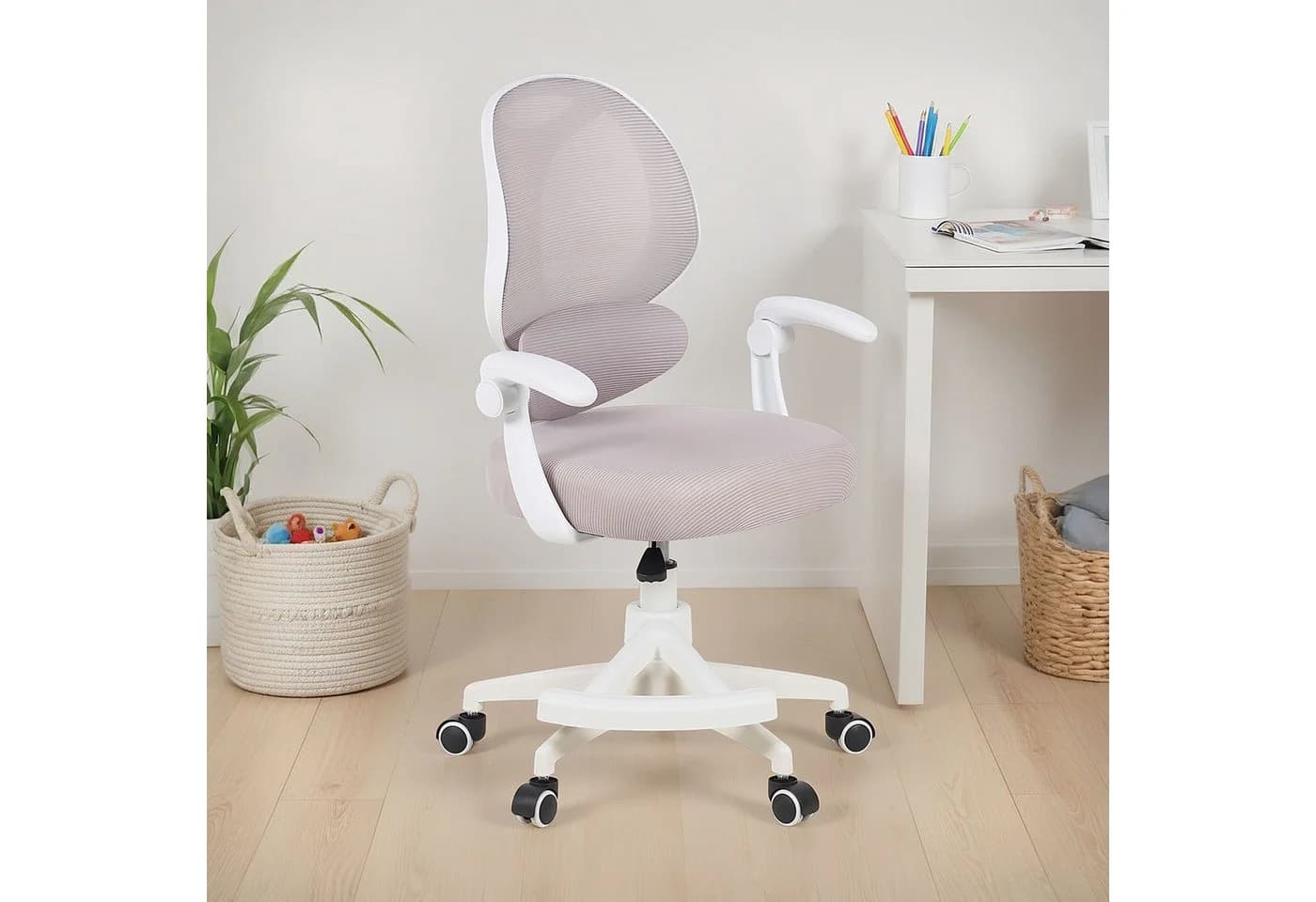 IDIMEX Drehstuhl ISLA Schreibtischstuhl mit Fußstütze Ergonomisch Höhenverstellbar Grau - Bild 2