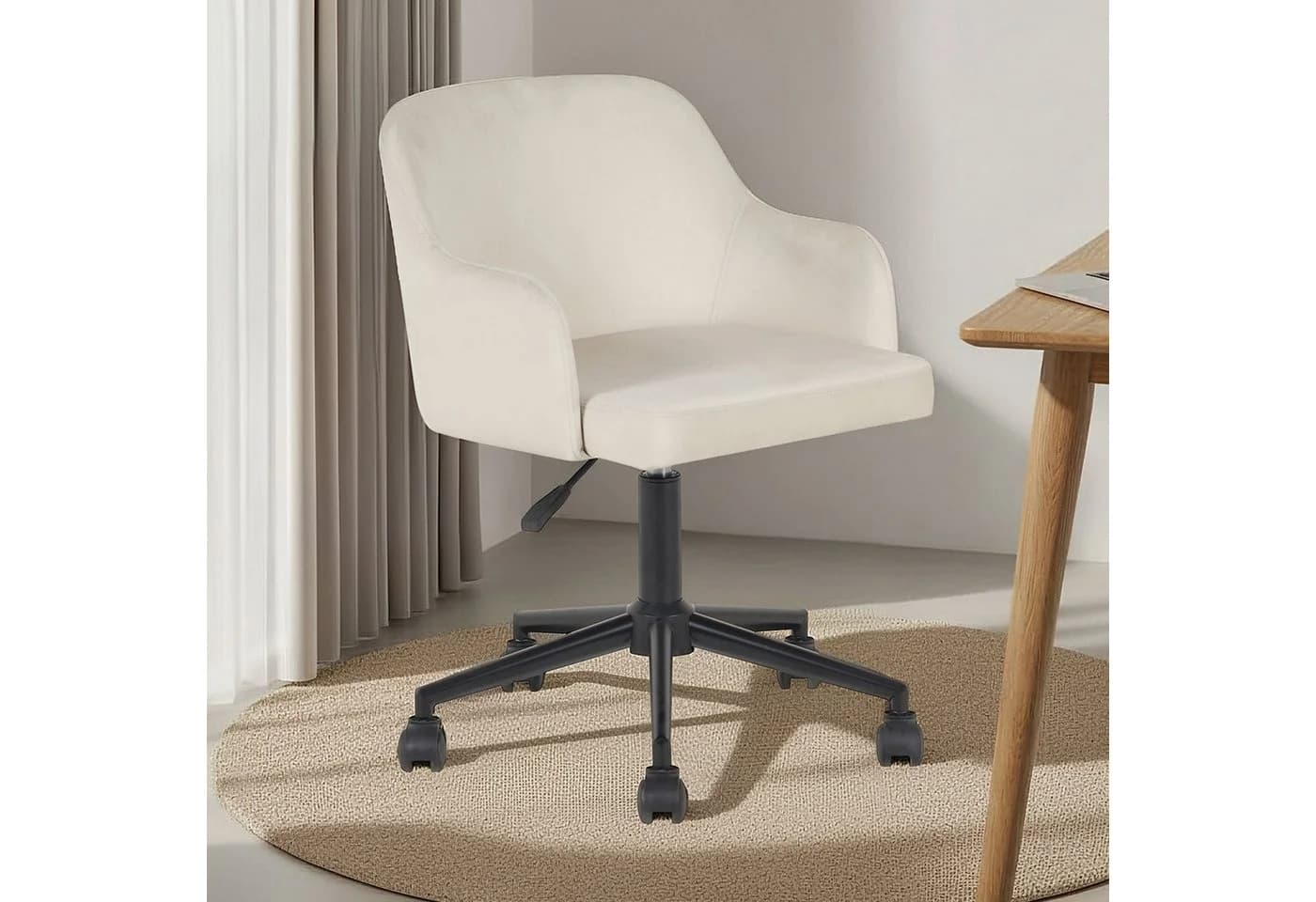 IDIMEX Schreibtischstuhl OLIVER Beige Samt Homeoffice Drehstuhl - Bild 2