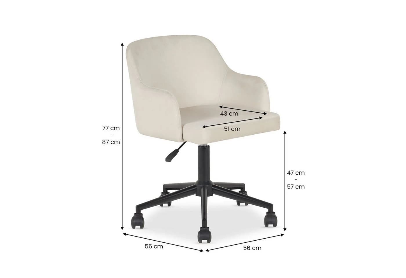 IDIMEX Schreibtischstuhl OLIVER Beige Samt Homeoffice Drehstuhl - Bild 5