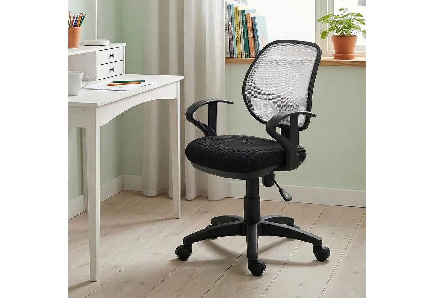 IDIMEX Kinderdrehstuhl COOL Schwarz/Weiß Ergonomisch Höhenverstellbar - Bild 2