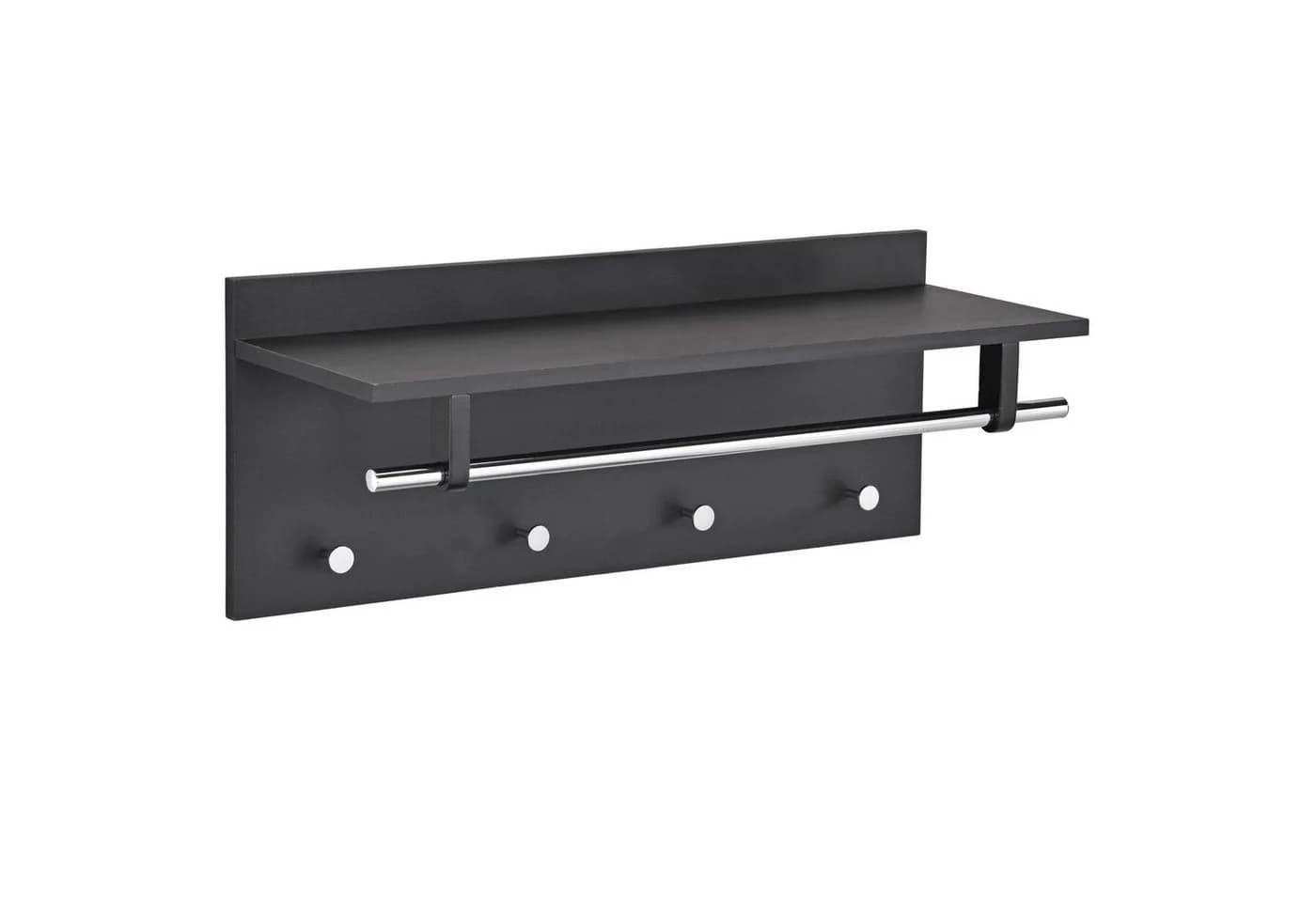 IDIMEX Wandgarderobe ULF Schwarz mit 4 Haken und Hutablage - Bild 3