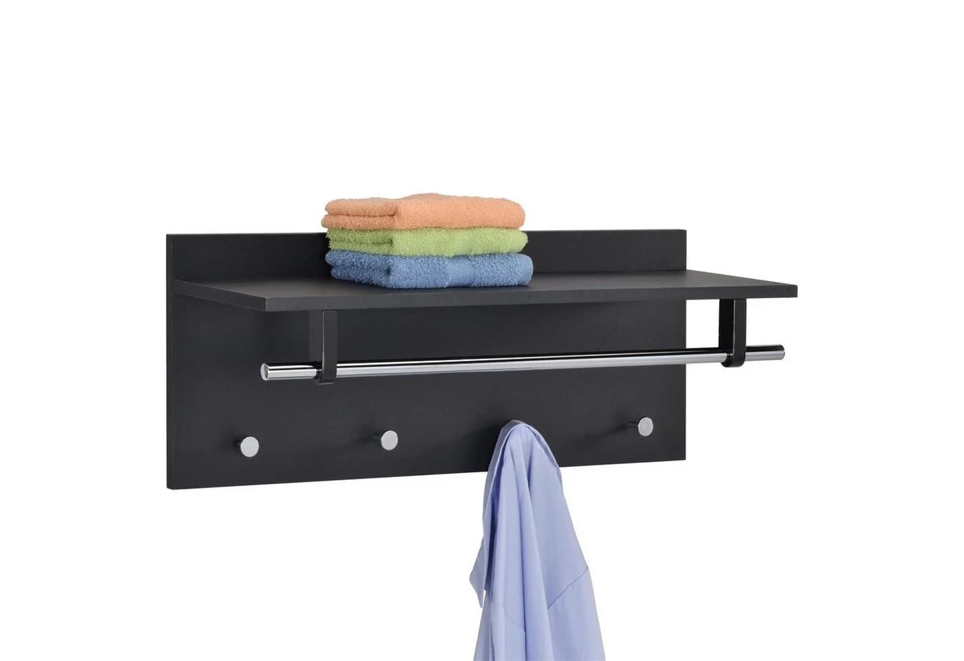 IDIMEX Wandgarderobe ULF Schwarz mit 4 Haken und Hutablage - Bild 4