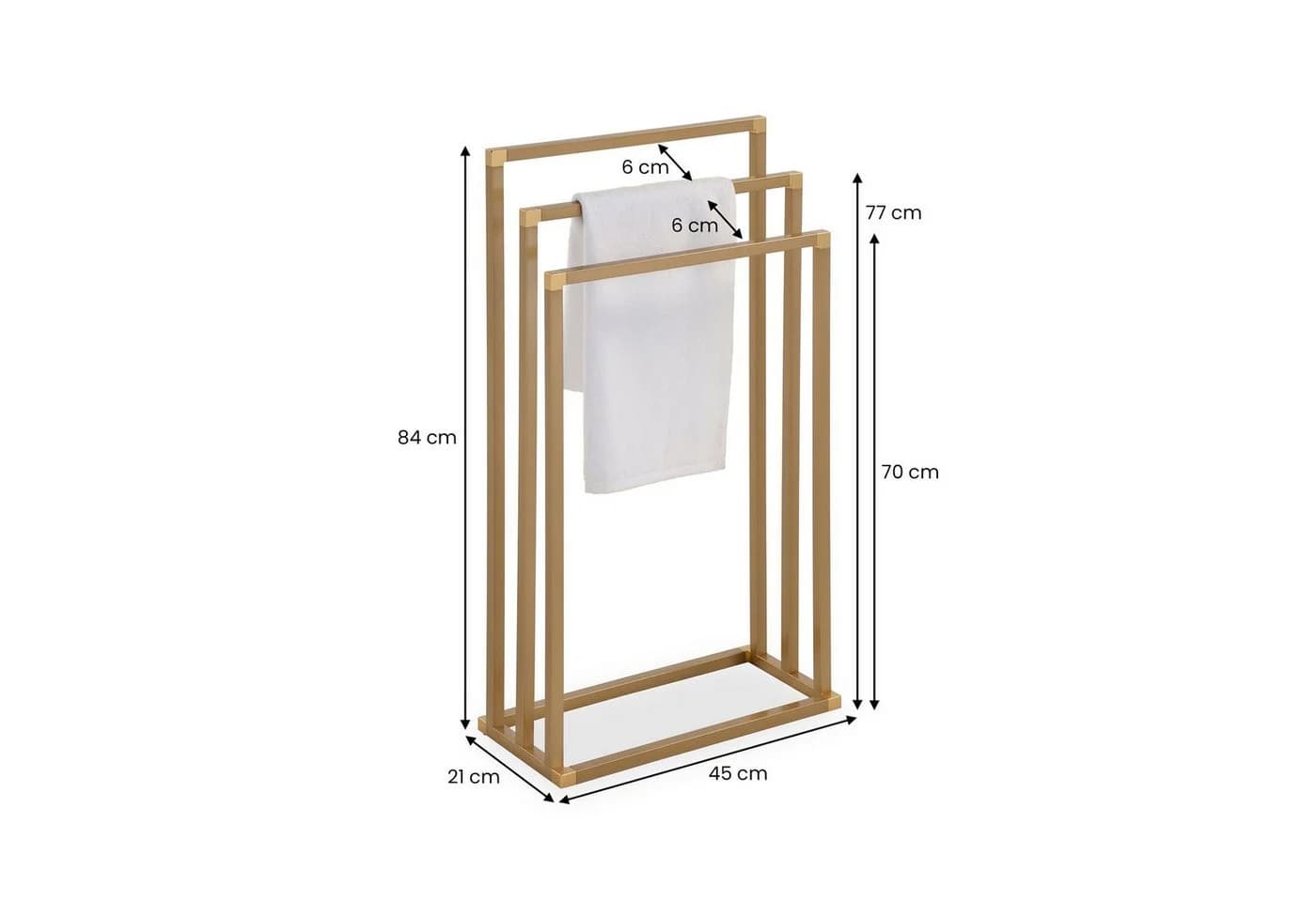 IDIMEX Handtuchständer KUNO Freistehend 3 Stangen Metall Gold - Bild 4