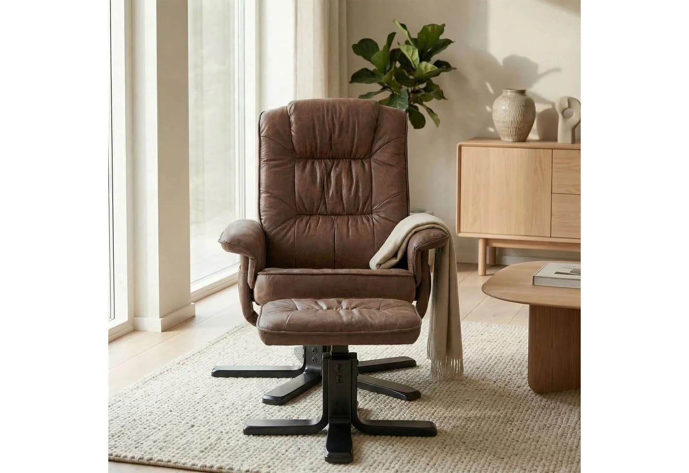 IDIMEX Relaxsessel CHARLY mit Hocker, TV-Sessel neigungsverstellbar braun