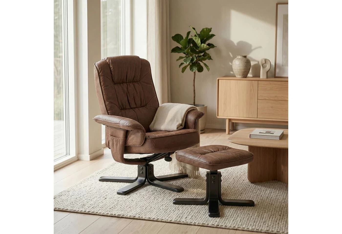IDIMEX Relaxsessel CHARLY mit Hocker, TV-Sessel neigungsverstellbar braun - Bild 2