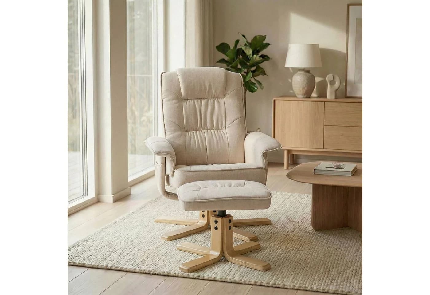 IDIMEX Relaxsessel CHARLY mit Hocker, neigungsverstellbar, beige