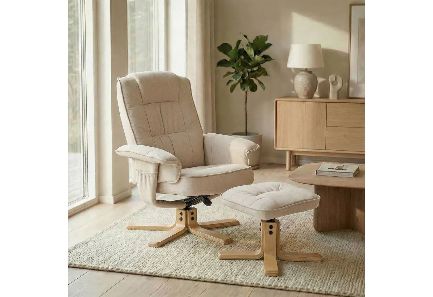 IDIMEX Relaxsessel CHARLY mit Hocker, neigungsverstellbar, beige - Bild 2
