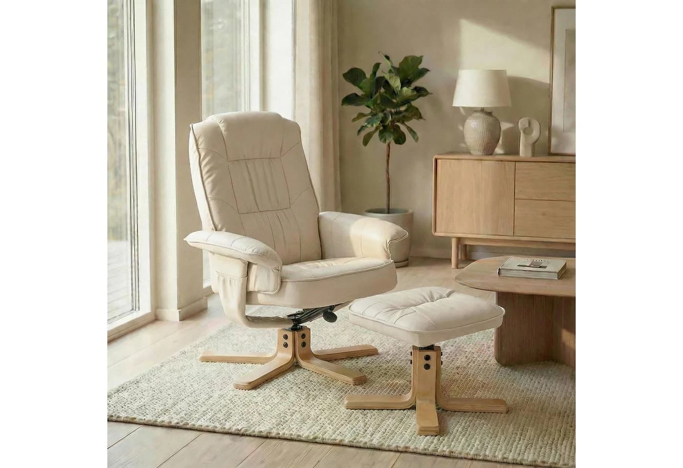 IDIMEX Relaxsessel CHARLY Beige mit Hocker neigungsverstellbar - Bild 2