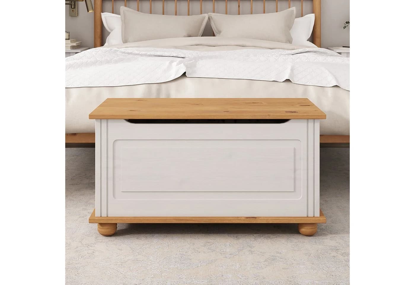 IDIMEX Sitztruhe BRISTOL Truhenbank Weiß/Braun Massivholz Landhausstil - Bild 2