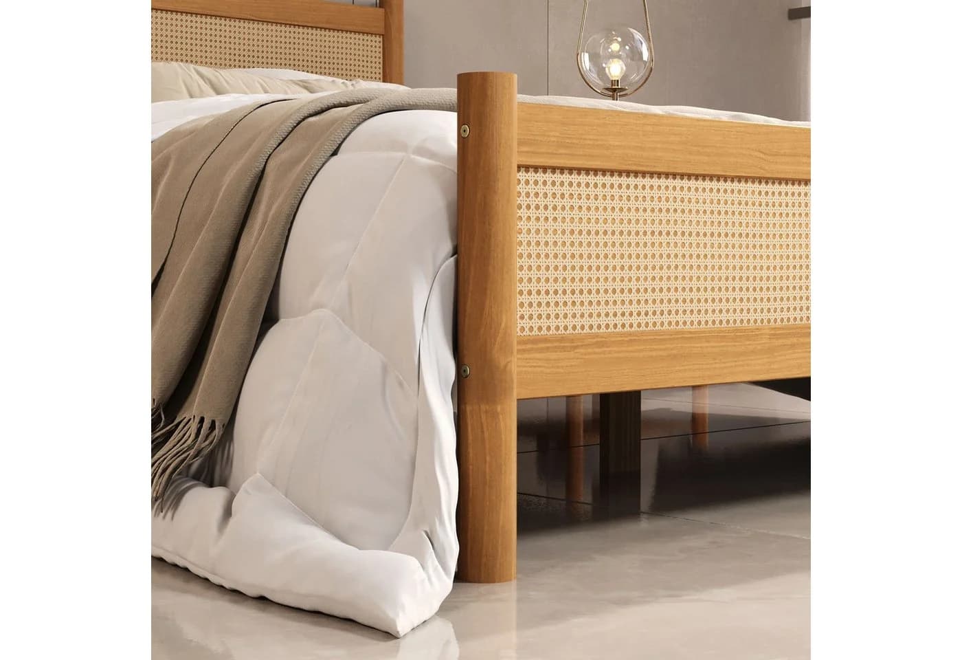 IDIMEX Massivholzbett CEFIRA Doppelbett 160x200 cm Massivholz Rattangeflecht Eiche - Bild 4