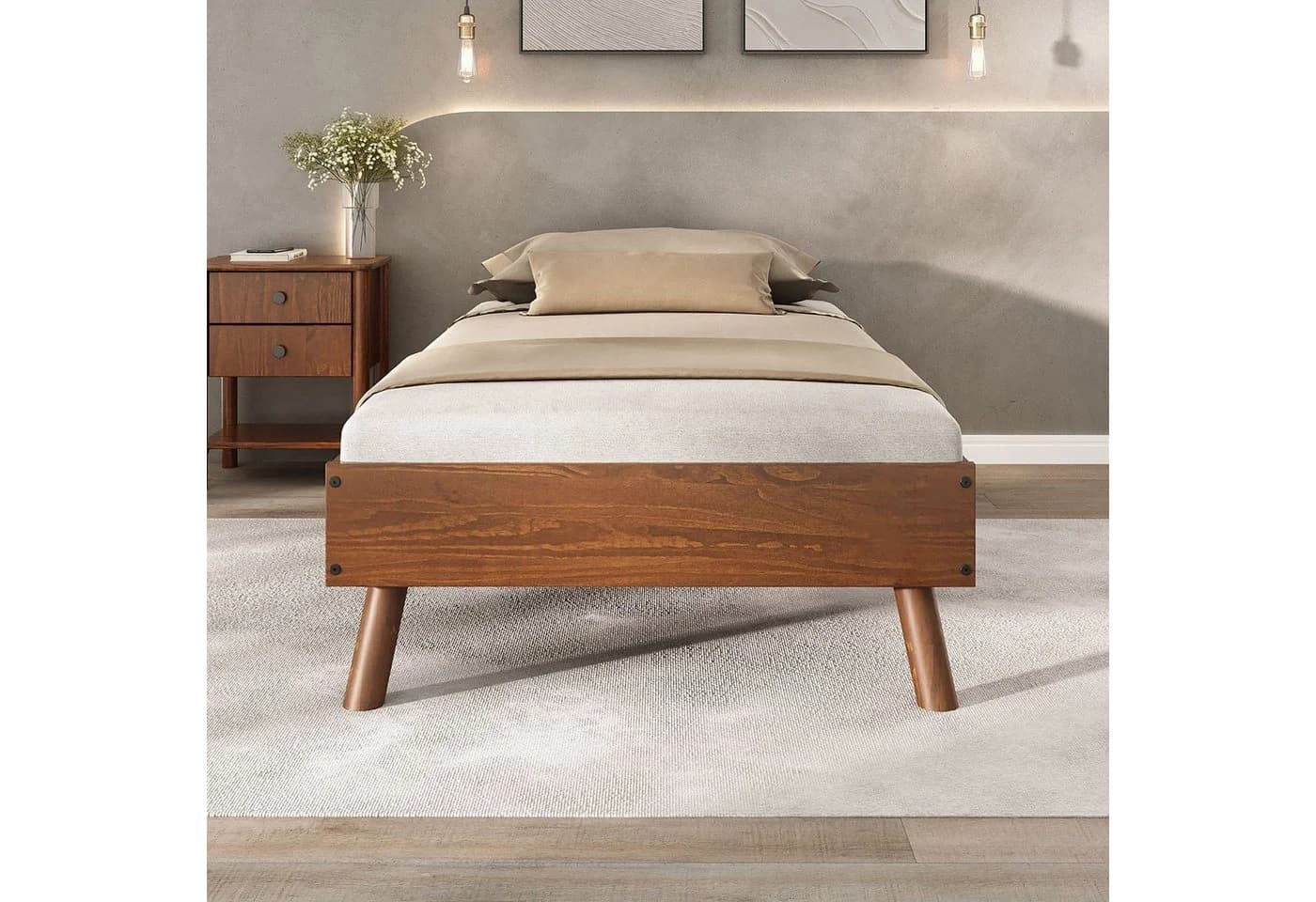 IDIMEX Futonbett KARRI Einzellbett 90x200 cm Massivholz Kastanie