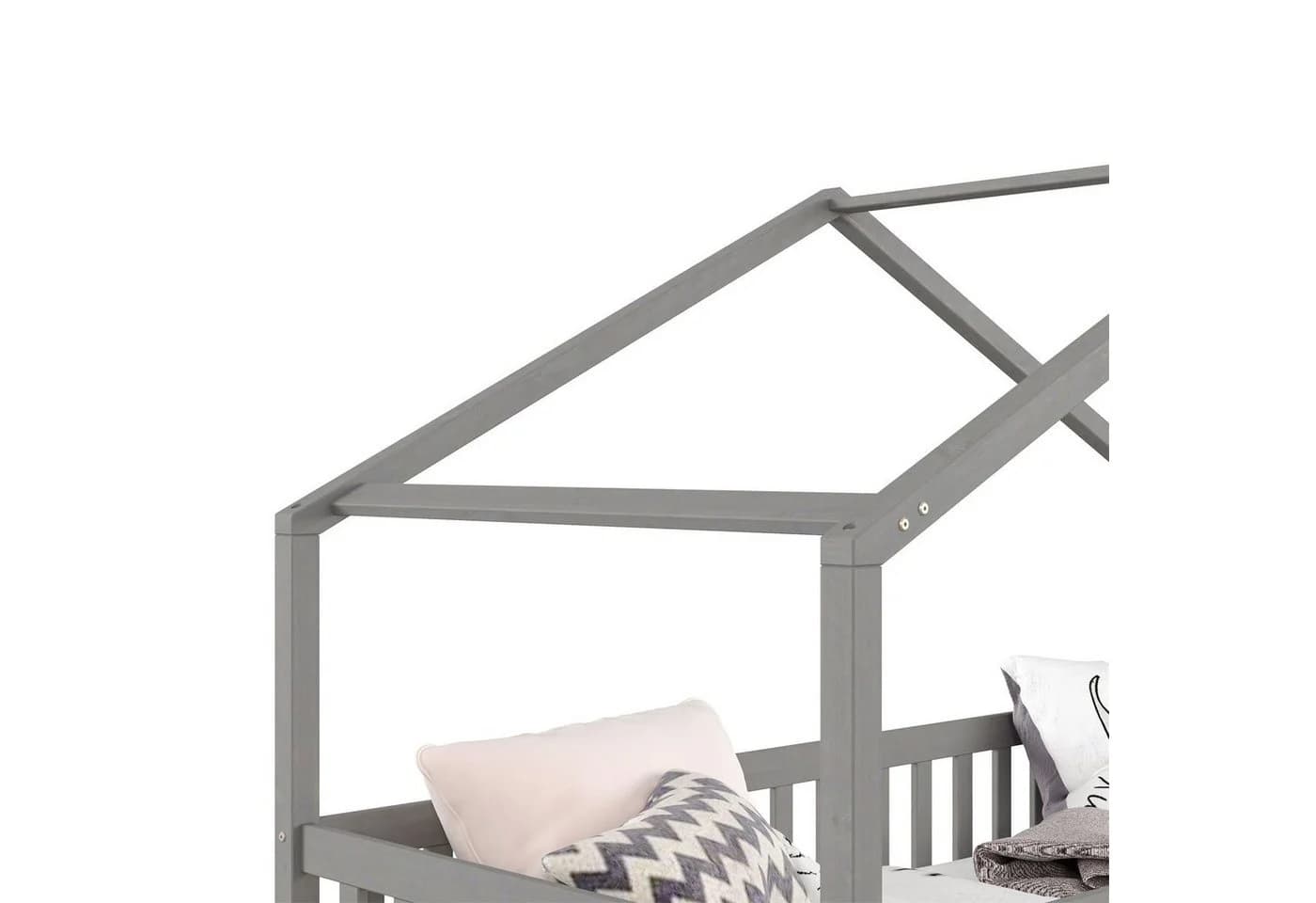 IDIMEX Kinderbett ELEA Hausbett Grau Massivholz Schubladen - Bild 4