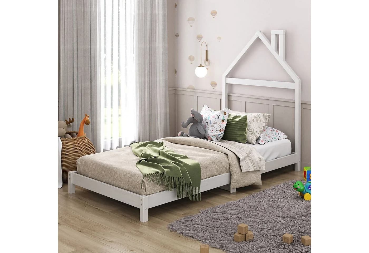IDIMEX Kinderbett LIZ 90x200 cm Montessori Bodenbett Massivholz Weiß - Bild 2