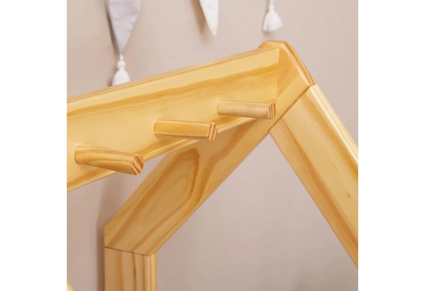IDIMEX Kinderkleiderschrank SALLY Garderobe Haus Design 4 Ablagen Weiß/Natur - Bild 5