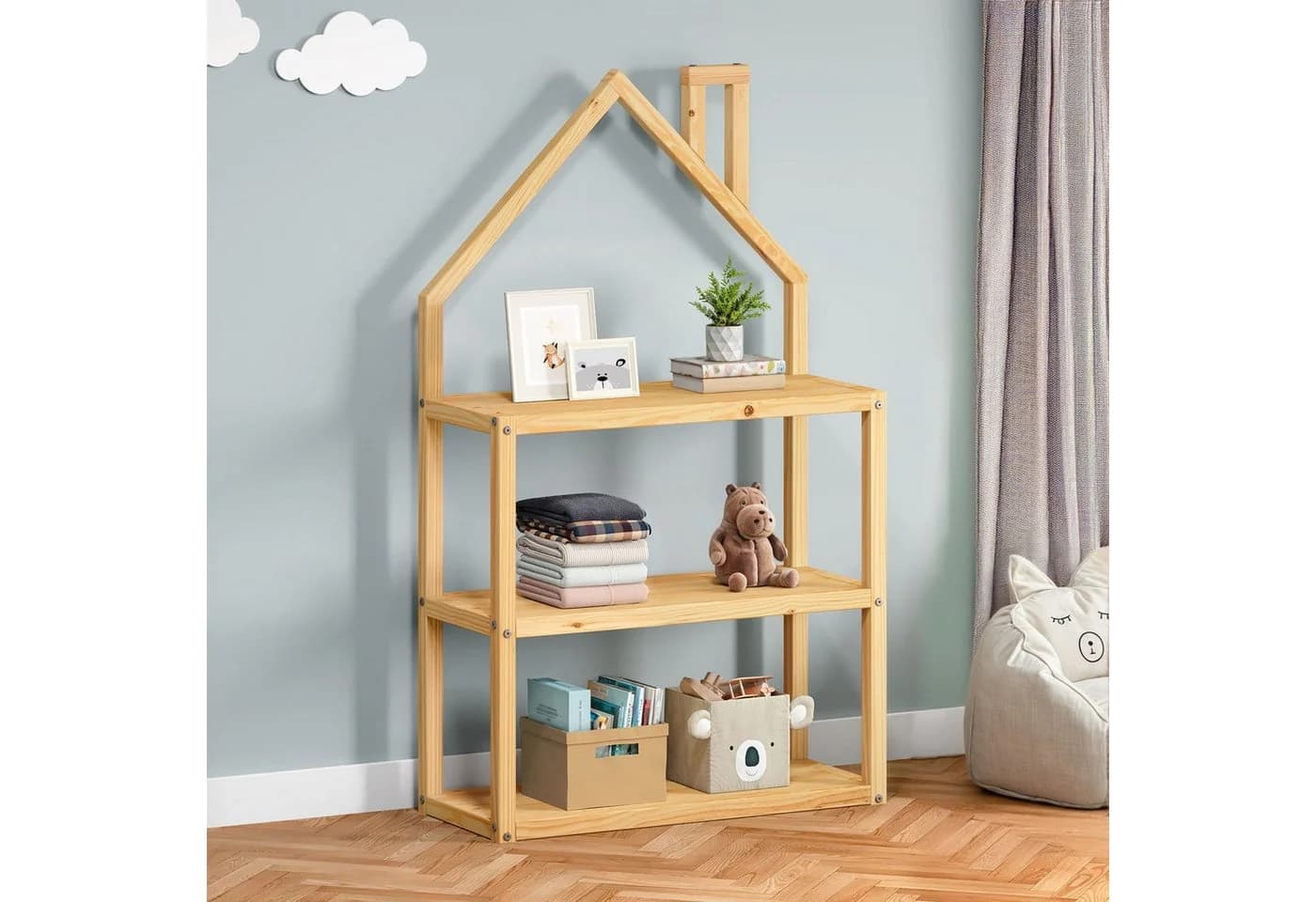 IDIMEX Kinderregal LENISE Hausform Natur Massivholz Kiefer - Bild 2