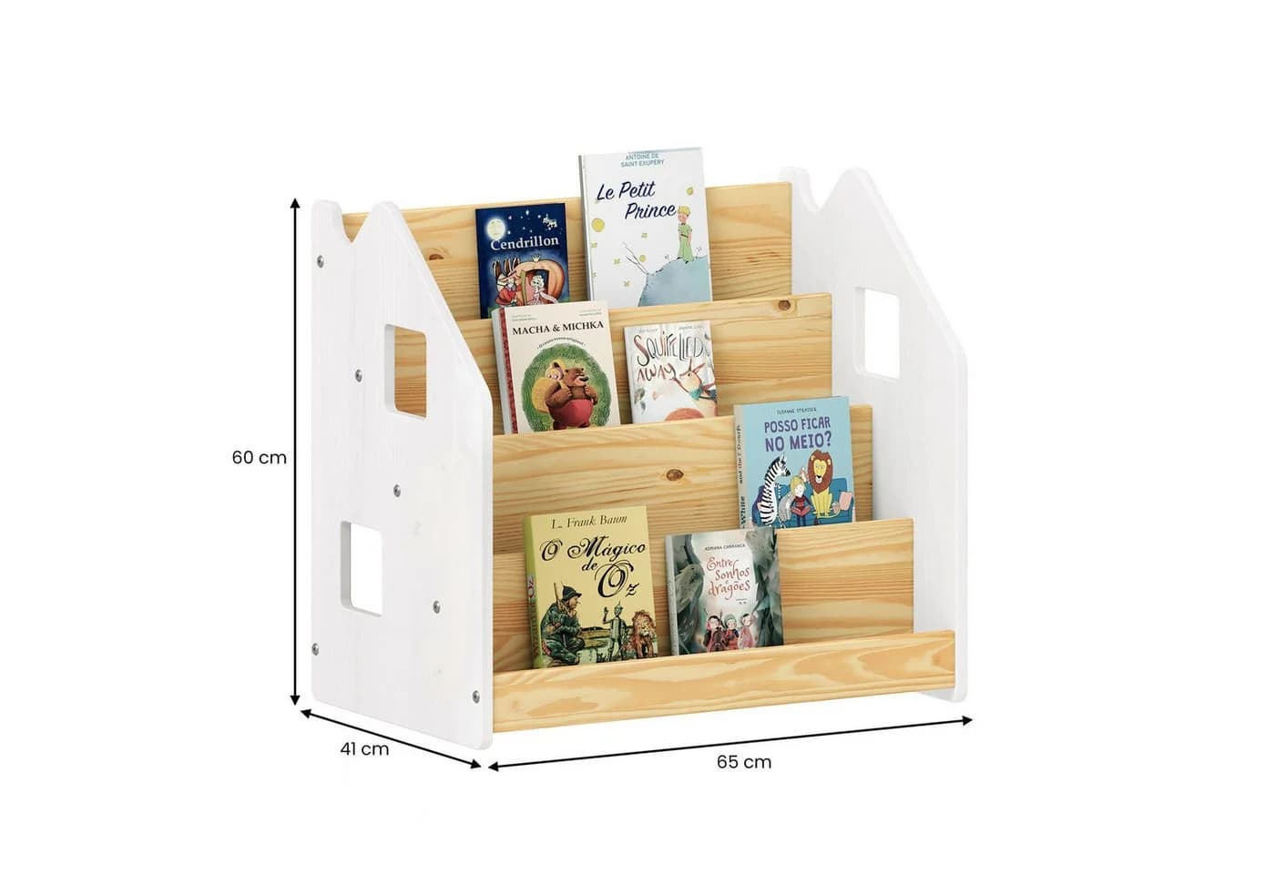 IDIMEX Kinderregal BRUNO Bücherregal Montessori Natur/Weiß Massivholz - Bild 5