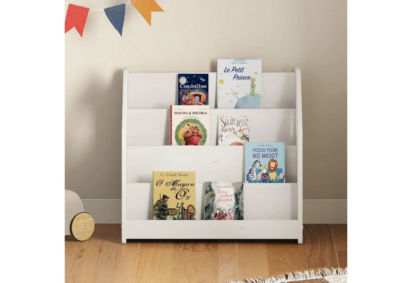 IDIMEX Kinderregal BRUNO Weiß Massivholz Montessori Bücherregal