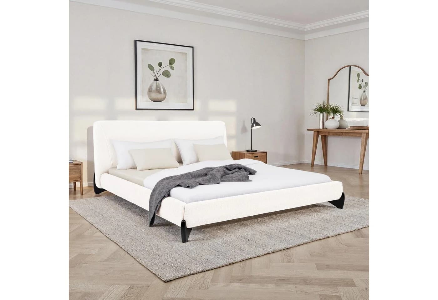 IDIMEX Polsterbett PATERNA 180x200 cm mit Lattenrost und Polsterung Bouclé Stoff - Bild 2