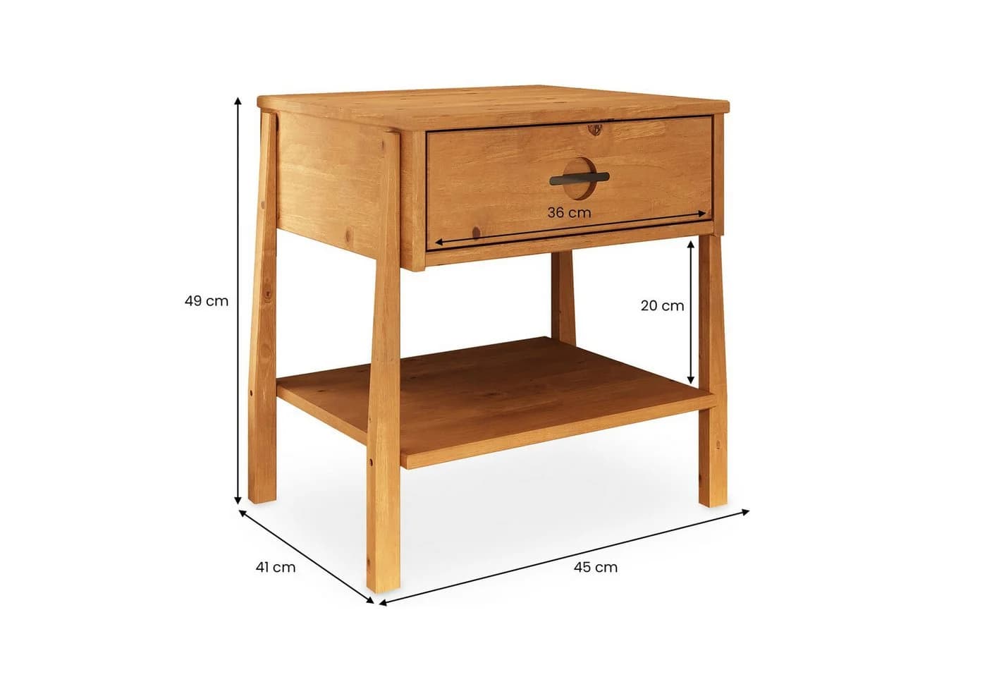 IDIMEX Nachtkommode ADAMO Massivholz Eiche Finish mit Schublade - Bild 5