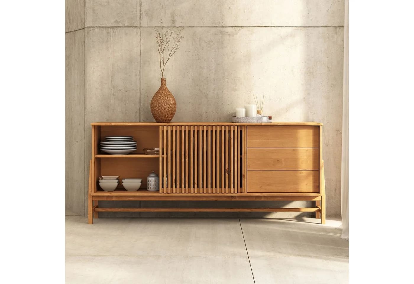 Idimex Sideboard ADAMO Kommode 175 cm Massivholz Eiche Finish - Bild 3