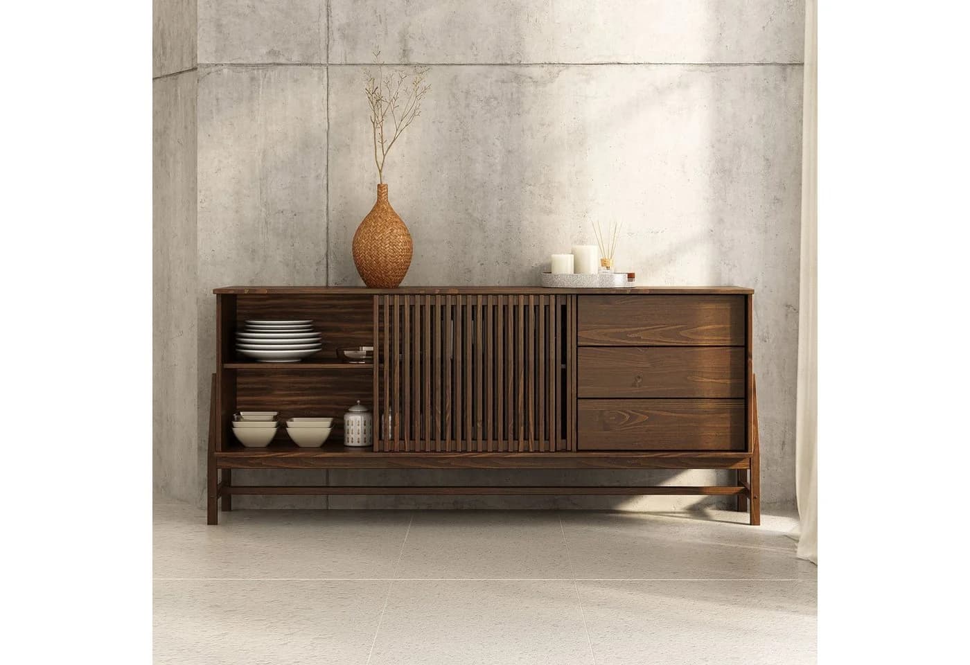 IDIMEX Sideboard ADAMO Kommode 175 cm Massivholz Nussbaum - Bild 3
