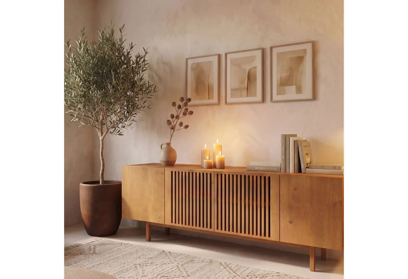 IDIMEX Lowboard LINN Sideboard 180 cm Massivholz Eiche Finish