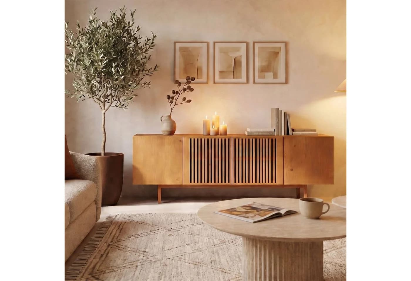 IDIMEX Lowboard LINN Sideboard 180 cm Massivholz Eiche Finish - Bild 2