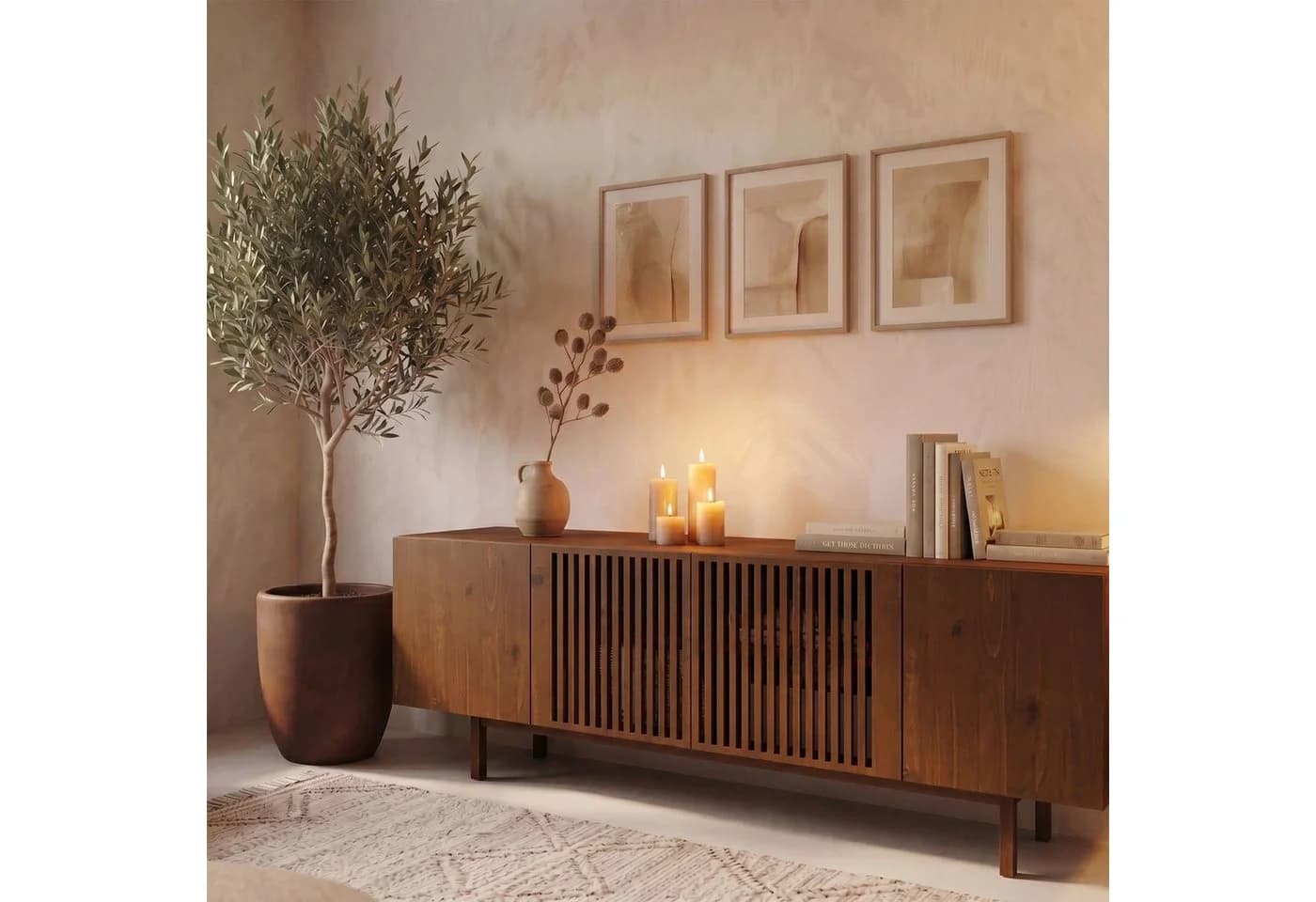 IDIMEX LINN Sideboard 180 cm Massivholz Kastanie Finish